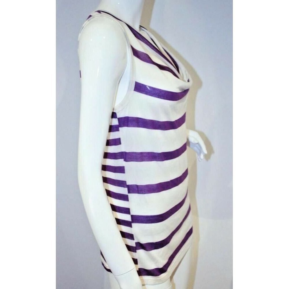 $125 BOSS ORANGE by Hugo Boss STRIPED Purple  LYOCELL Tamsi JERSEY Top ( S )